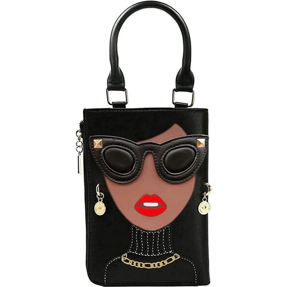 Unique 3D Lady Face PU Leather Satchel Funky Hobo & Crossbody Bags for Women's - Picture 3 of 9